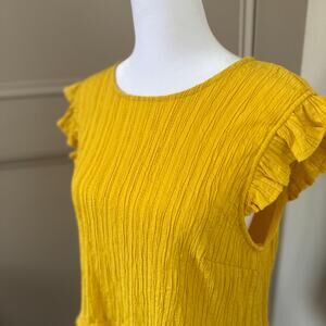 THML Mustard Yellow Tie Back Flutter Sleeve Top Size S